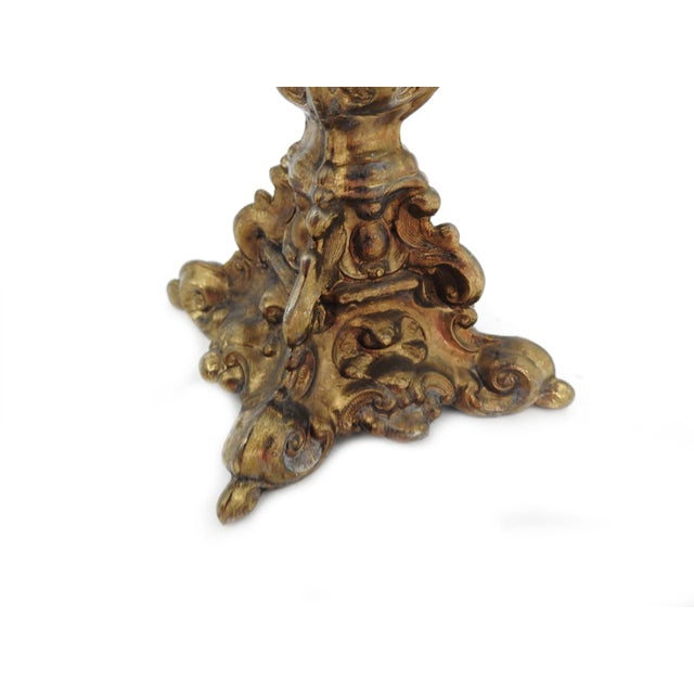 Early 20th Century French Gold Leaf Cast Iron Girandoles Candelabras With Crystal Pendalogues - Set of 2 For Sale In San Francisco - Image 6 of 12