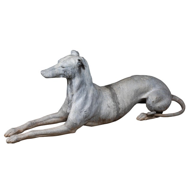 Figurative Life-Sized, Early 1900s, Recumbent Hounds - A Pair For Sale - Image 3 of 10