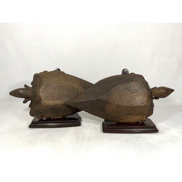 Early 20th Century Large South East Asian Ceremonial Hand Carved Wood Bowls / Dishes, a Pair (Dayak - Borneo) For Sale - Image 5 of 12