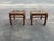 A sophisticated pair of vintage Chinese Chippendale–style end tables, crafted in richly finished hardwood with inset...