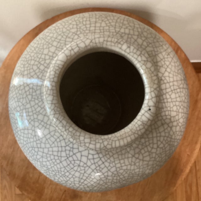 Mid 20th Century Handmade Studio Pottery Large Ceramic Bulbous Vase With Crackle Glaze For Sale - Image 4 of 12
