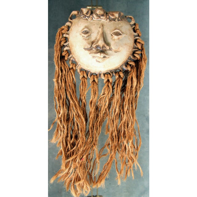 Mid-Century Modern Vintage 1970's BoHo Art Pottery Face Wall Pocket Planter by Michael Schlyer For Sale - Image 3 of 10