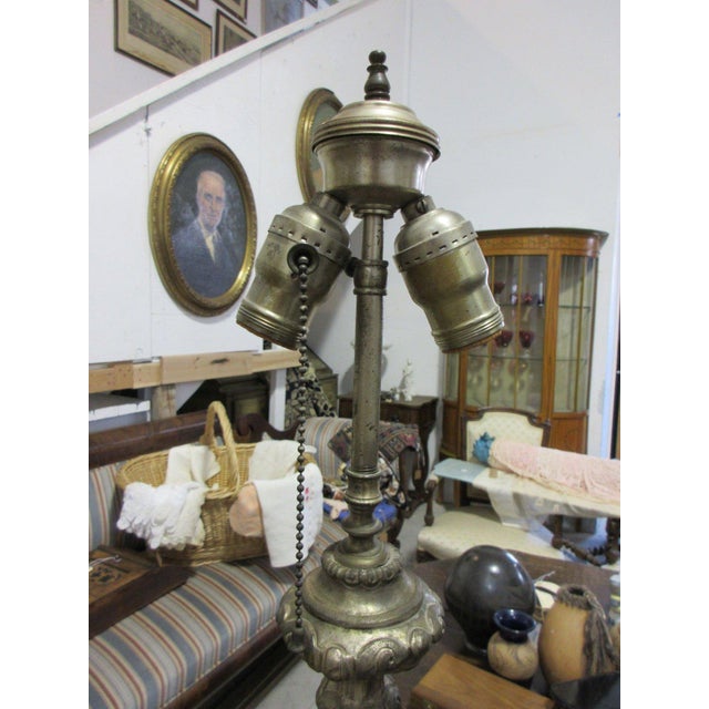 Baroque Vintage European Baroque Style Silvered Altar Candlestick Table Lamps - Pair For Sale - Image 3 of 6