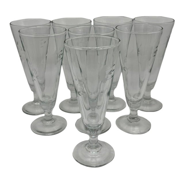 Vintage Princess House Pilsner/Champagne Flute Heritage Pattern Set of 8 Glasses For Sale