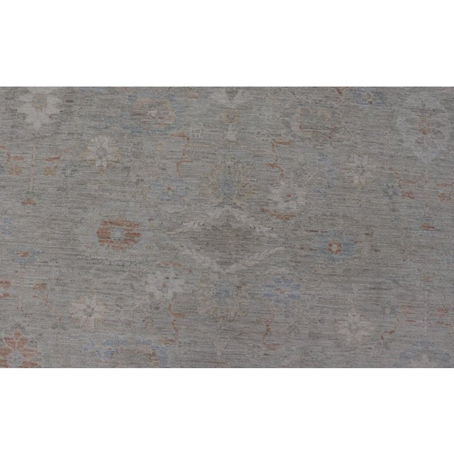 Oushak Rug With Muted Sage Green Base and Subtle Pastel Accents 13'6 X 19'0 For Sale In Atlanta - Image 6 of 12
