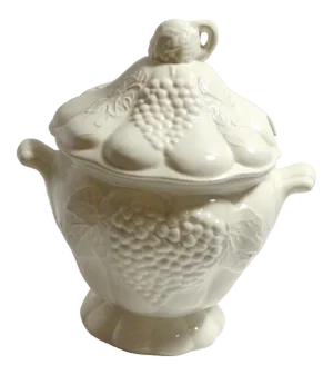 1950s White Grapevine California Pottery Large Soup Tureen