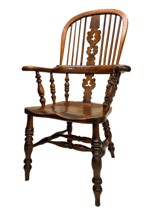 Large Victorian Elm Hoop Back Windsor Armchair, 1850s