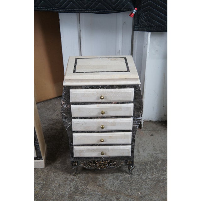 White Vintage Tessellated Stone & Iron Jewelry Cabinet Commode Lingerie Semanier For Sale - Image 8 of 12