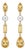Citrine & Pearl Drop Earrings Studs, Silver, Gold, Pair For Sale
