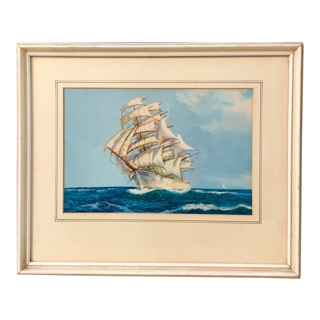Early 20th Century Antique Tall Ship Framed Art Print Chairish