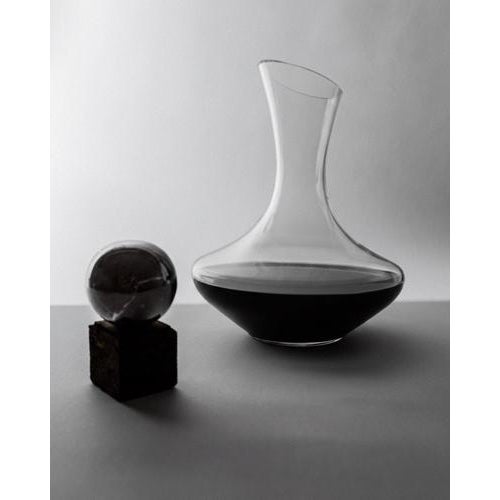This large vintage 1990s wine decanter features a beautifully rounded glass body paired with a distinctive marble sphere...