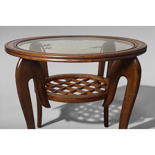 Mid 20th Century Paolo Buffa Style Art Deco Italian Walnut Side Table With Beveled Glass Top For Sale - Image 11 of 18