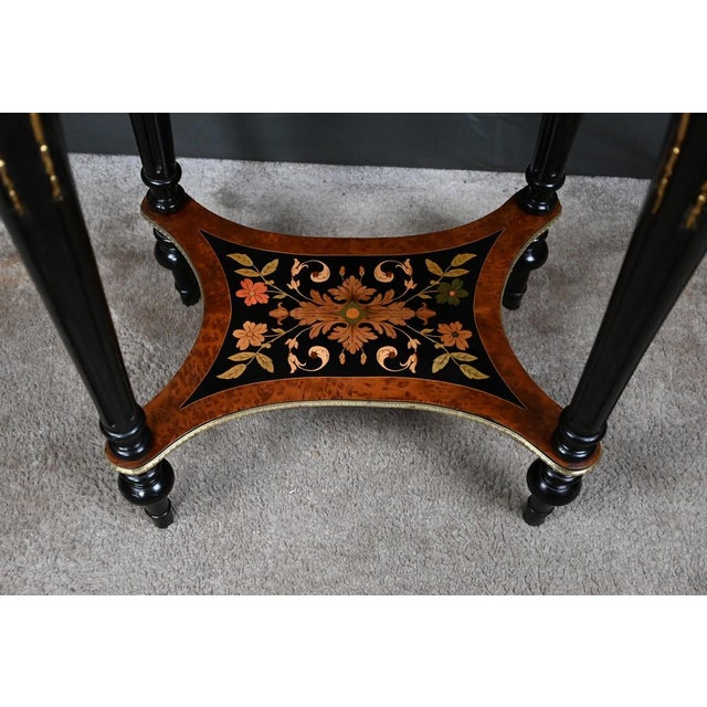 Antique Napoleon III Marquetry Side Table, 1800s For Sale - Image 11 of 18