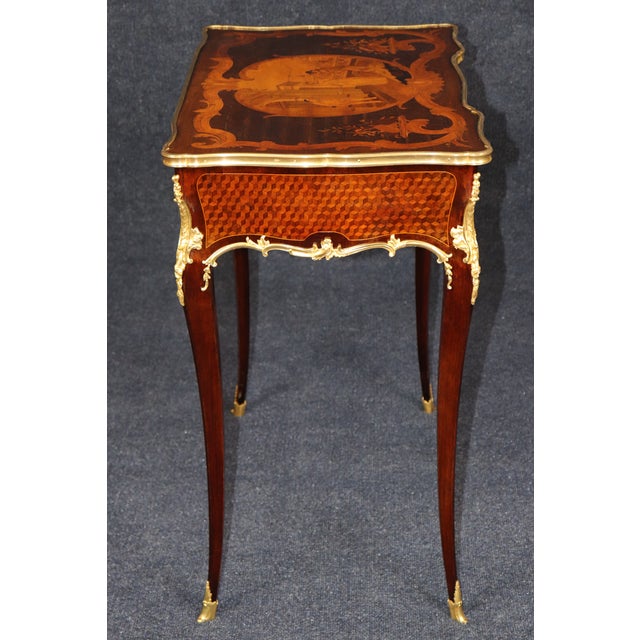 Wood 19th C Jeune Befort French Louis XV Style Bronze Ormolu Ladies Desk For Sale - Image 7 of 14