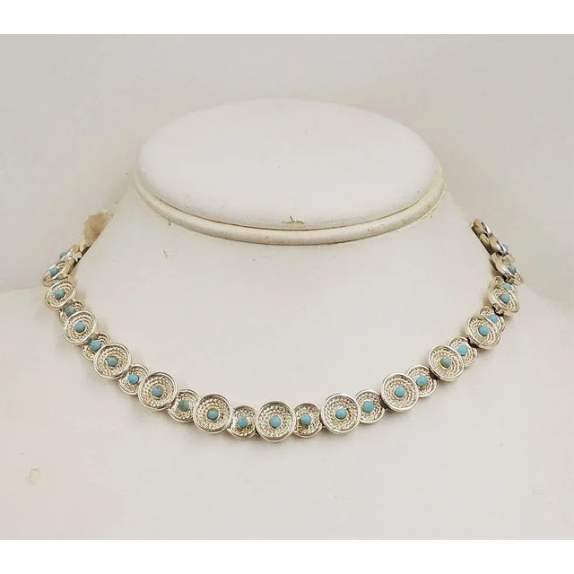 Vintage 1960s Marboux (Boucher) Cabochon Faux-Turquoise Necklace For Sale In Philadelphia - Image 6 of 8