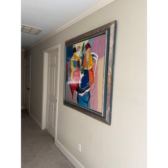 Itzchak Tarkay 1980s Monumental 48" Signed Limited Edition Serigraph – Modern Figurative Composition – Custom Framed For Sale - Image 12 of 17