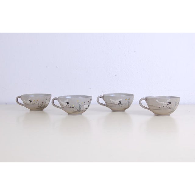 Oriental Tea Service in Hand-Painted Porcelain, Set of 9 For Sale - Image 14 of 18