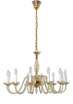 Vintage Engraved Murano Glass Chandelier, 1960