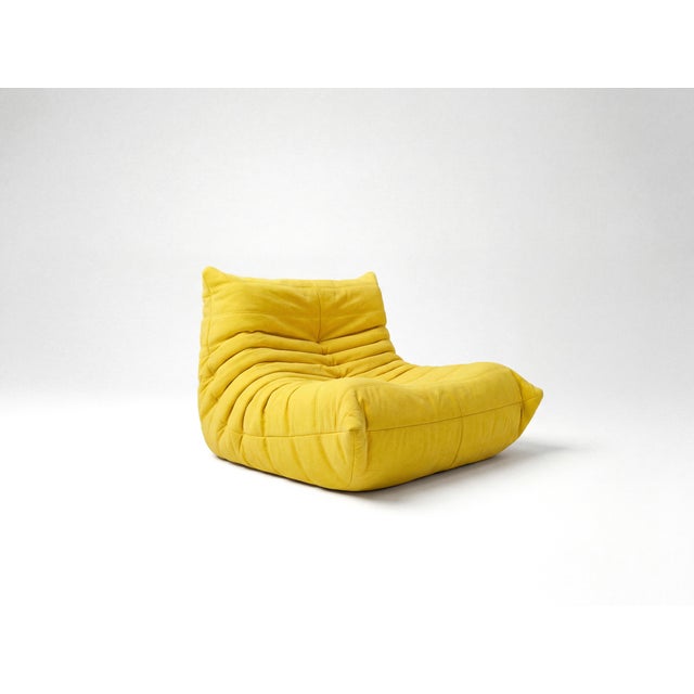 Refurbished single seat togo sofa – yellow microfiber pre-owned, independently refurbished and professionally...