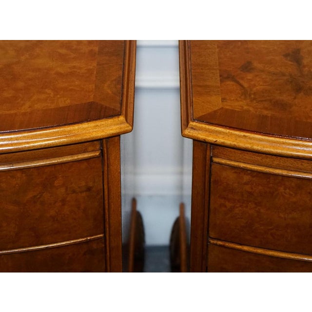 Brown Art Deco Style Burr Walnut Nightstands, Set of 2 For Sale - Image 8 of 18
