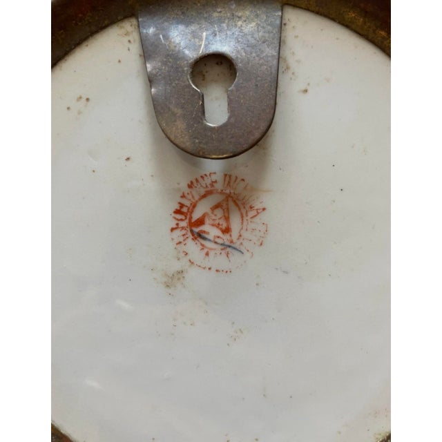 Vintage Hand-Painted Porcelain Floral Chinese Tobacco Leaf Brass Encased Low Bowl For Sale - Image 4 of 8