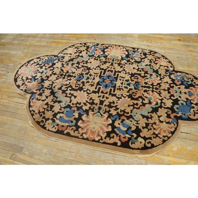 1920s Black Floral Antique Chinese Art Deco Carpet by Fetti - Li Workshop 4' 6''x 7' 6'' Knotted Wool Rug For Sale - Image 11 of 12