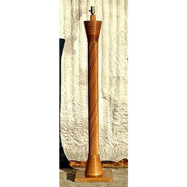 Vintage Costal Pencil Reed Floor Lamp For Sale - Image 4 of 6