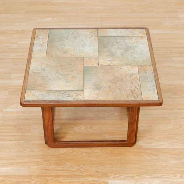 1960s Vintage 1970s Teak & Tile Top Coffee Side Table For Sale - Image 5 of 10
