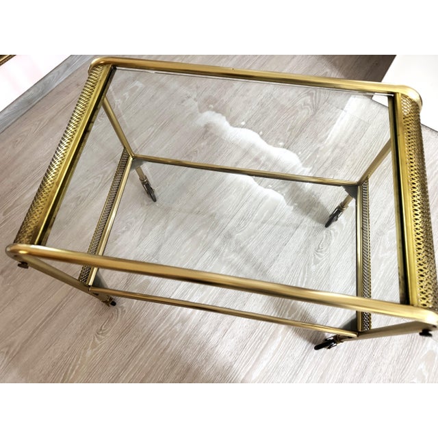 Mid-Century Brass & Glass Bar Cart with Perforated Gallery, 1960s For Sale - Image 13 of 16