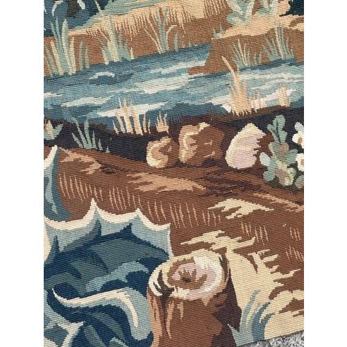 Brown Mid-Century Handwoven Aubusson The Man Near the River Tapestry, 1970s For Sale - Image 8 of 18