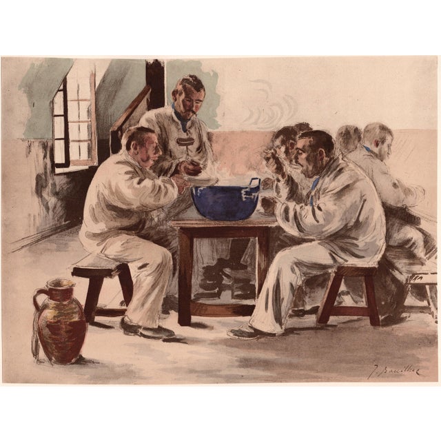 Jacques Baseilhac (1873 - 1903) La Soupe à la Chambrée (Soup in the Barracks) Original Lithograph from the glorious...