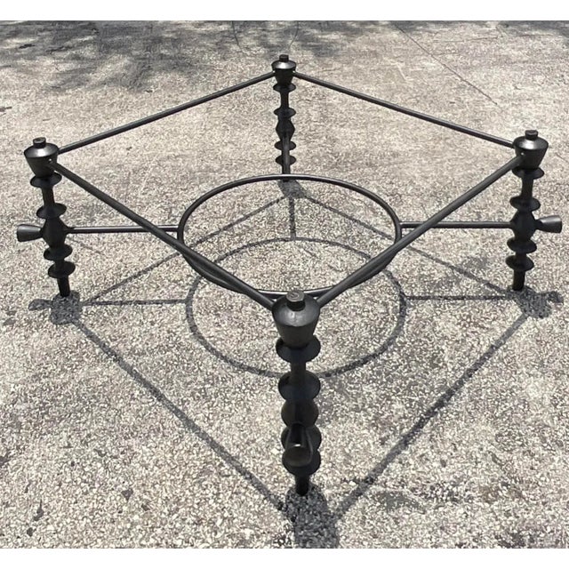Late 20th Century Vintage Boho Sculpted Leg Wrought Iron Coffee Table After Giacometti For Sale - Image 5 of 6
