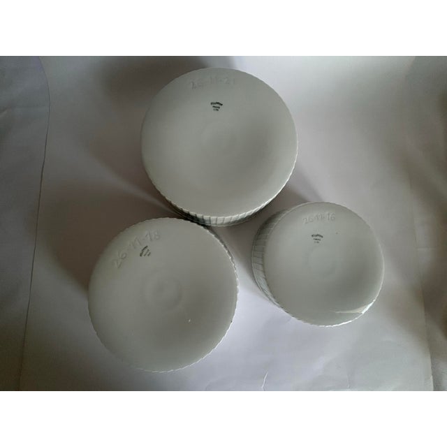 1990s Set of 3 French Pillivuyt Deep Pleated Porcelain Soufflé Dishes For Sale - Image 9 of 12