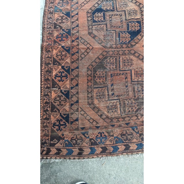 Vintage Hand Knotted Oriental Red & Black Geometric Area Rug Carpet 9' X 11' For Sale - Image 9 of 16