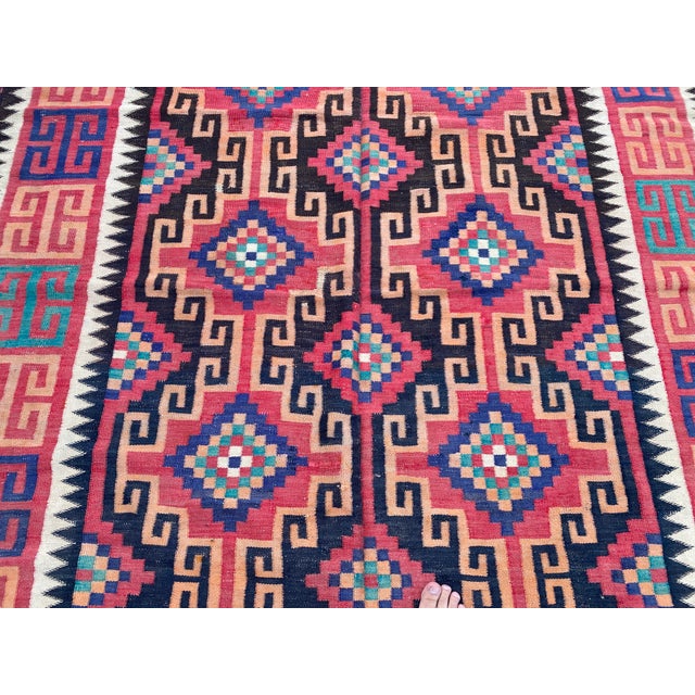 2000 - 2009 Maimana Kilim Area Rug, Handwoven Wool, 6x10, Brick & Ivory For Sale - Image 5 of 10