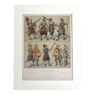 Antique 1925 Max Tilke 17th c. Dutch Costume Print in 11x14 Mat, Ready to Frame For Sale