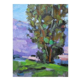 Eucalyptus Tree, Impressionist Oil Painting Landscape For Sale