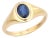 Chic 14k Gold Blue Sapphire Contemporary Signet Ring Size 5.5 For Sale