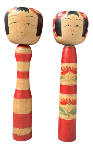 Dento Kokeshi, Yajirō-Kei, Japan, 1960s-1970s, Set of 2