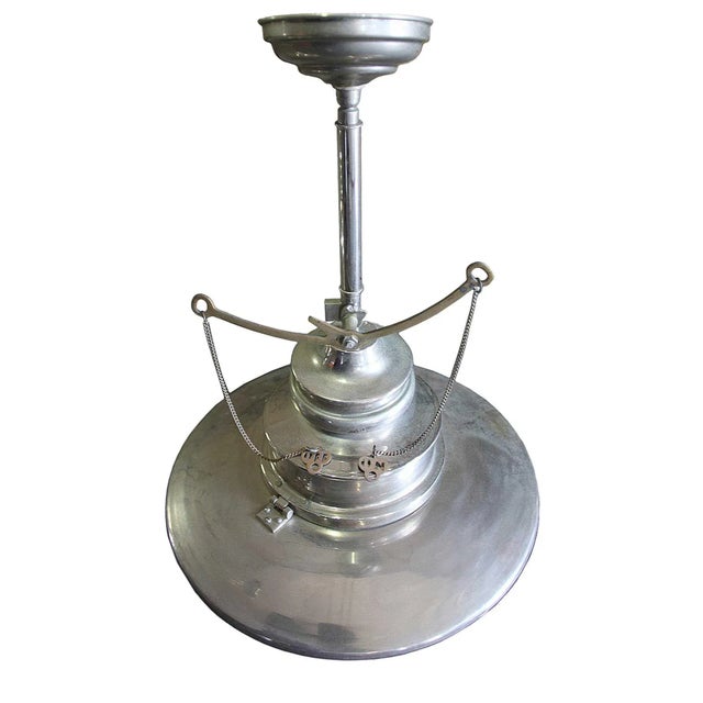 Ceiling Light Fixture Nickel Plated For Sale - Image 4 of 5