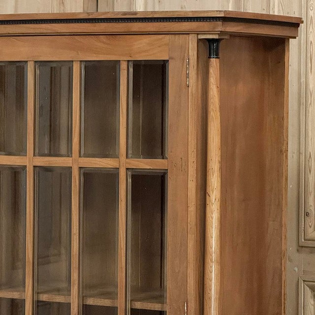 Antique Dutch Solid Cherry Wood Neoclassical Display Bookcase ~ Vitrine With Ebonized Trim For Sale - Image 10 of 18