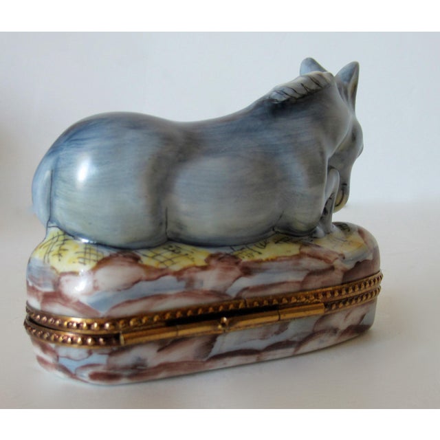 Metal Limoges, France Hand-Painted Donkey Lidded Trinket Box For Sale - Image 7 of 13