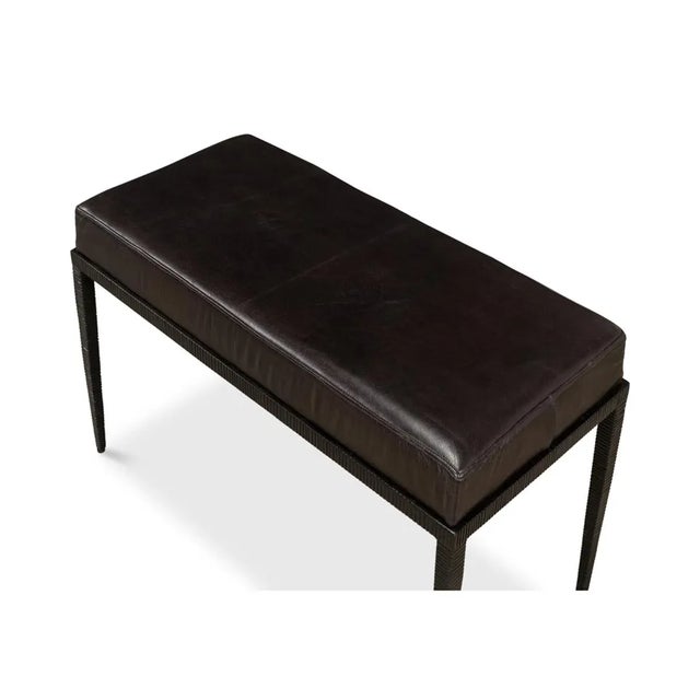 Not Yet Made - Made To Order Modern Iron and Leather Bench For Sale - Image 5 of 11