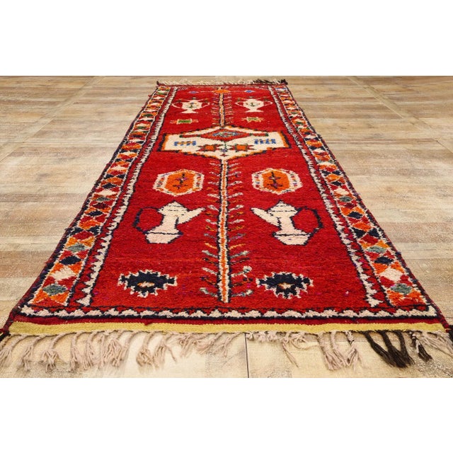 Red Vintage Red Kurdish Rug Runner - 03'04 X 11'01 For Sale - Image 8 of 9
