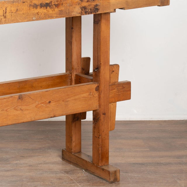 Early 20th Century Rustic Console Table Workbench For Sale - Image 16 of 17