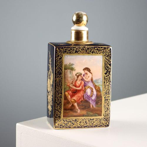 Goldenrod Porcelain Bottle with Paintings of Mythological Scenes For Sale - Image 8 of 13