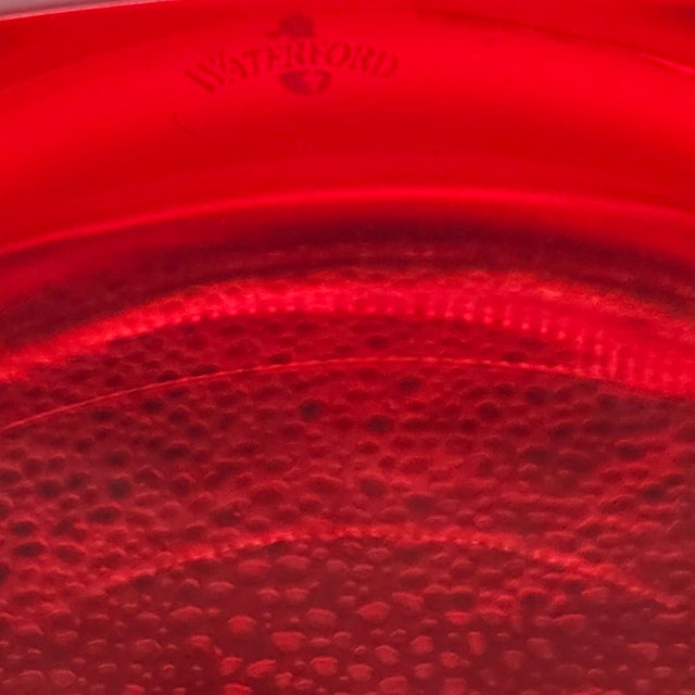 Vintage Waterford Metra Ruby Red Cut Crystal Bowl Signed Modernist Ireland 9.75” For Sale - Image 9 of 9