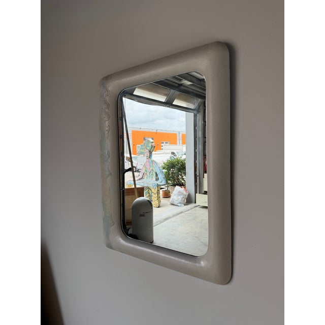 1980's Lee Reynolds Postmodern Minimalist Composite Wall Mirror For Sale - Image 4 of 13