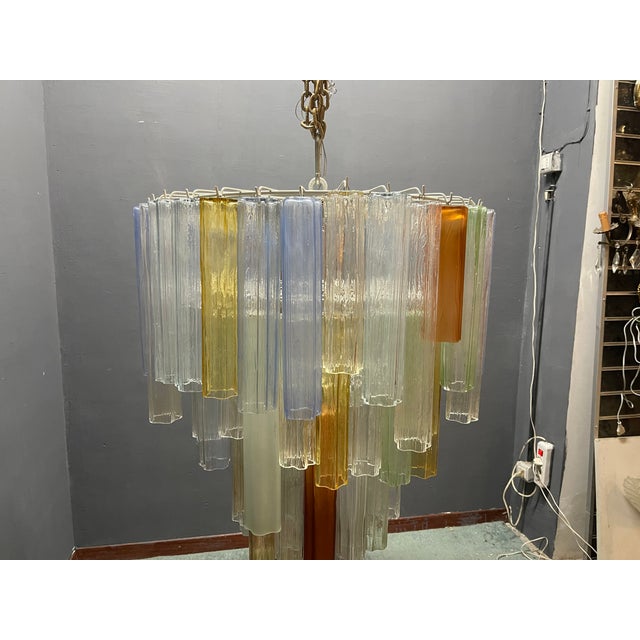 Large Murano Glass Tronchi Tube Chandelier, 1980s For Sale - Image 7 of 13