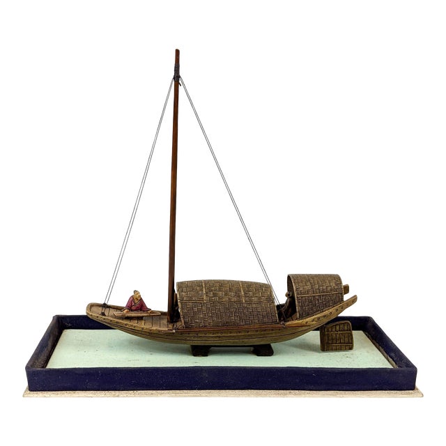 1960’s Miniature Hand Carved Stone Sailboat For Sale